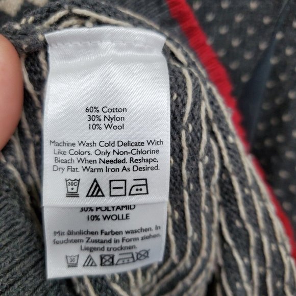 Eddie Bauer Womens Nordic Wool Cowl Neck Pullover Sweater Size XL Gray Red - Picture 12 of 14